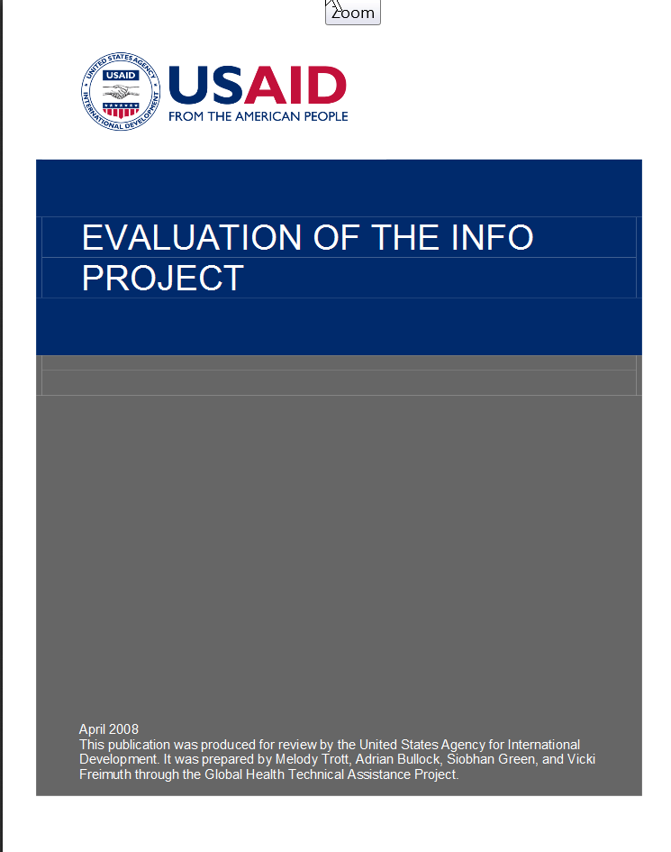 Global Health, Office of Population and Reproduction Health Evaluation of INFO Project